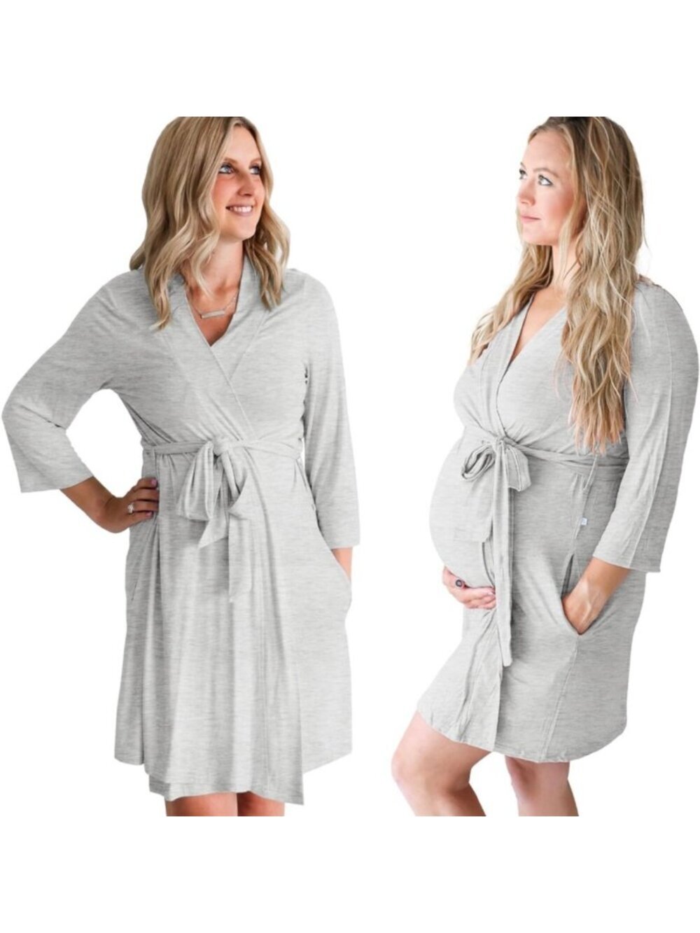 Posh Peanut Mommy Robe in Light Gray Size Small Soft Maternity